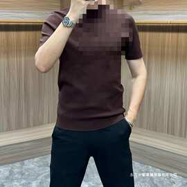 秋冬男士毛衣打底针织衫简约纯色高品质商务潮流圆领短袖毛衣修身