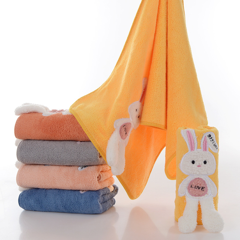 Toalha de rosto infantil com coelho absorvente e macia_voghion.com
