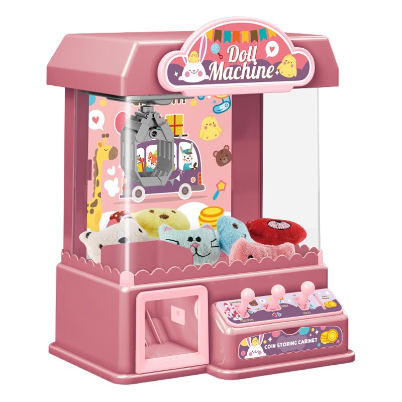 Máquina de captura de muñeca eléctrica grande para niños música ligera máquina de torsión de huevo que funciona con monedas jugar casa clip muñeca máquina de juego juguete