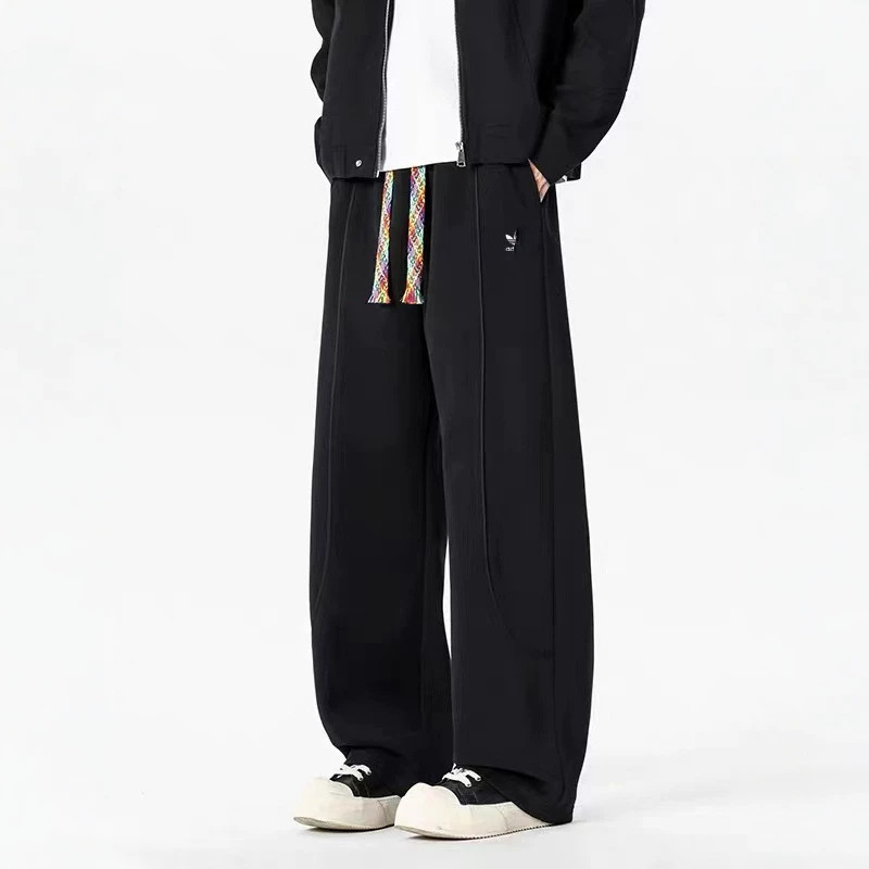 Cross-border fashion casual pants for men and women, spring and autumn loose straight slimming wide-leg pants, trendy floor-length trousers