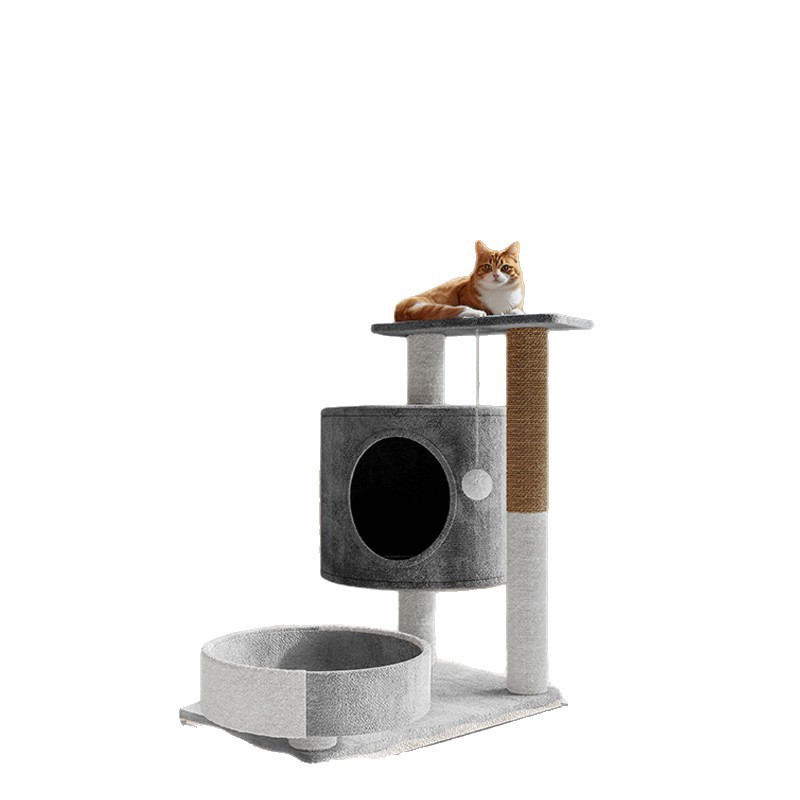 Estructura para gatos con poste rascador, cama colgante y plataformas, estilo villa