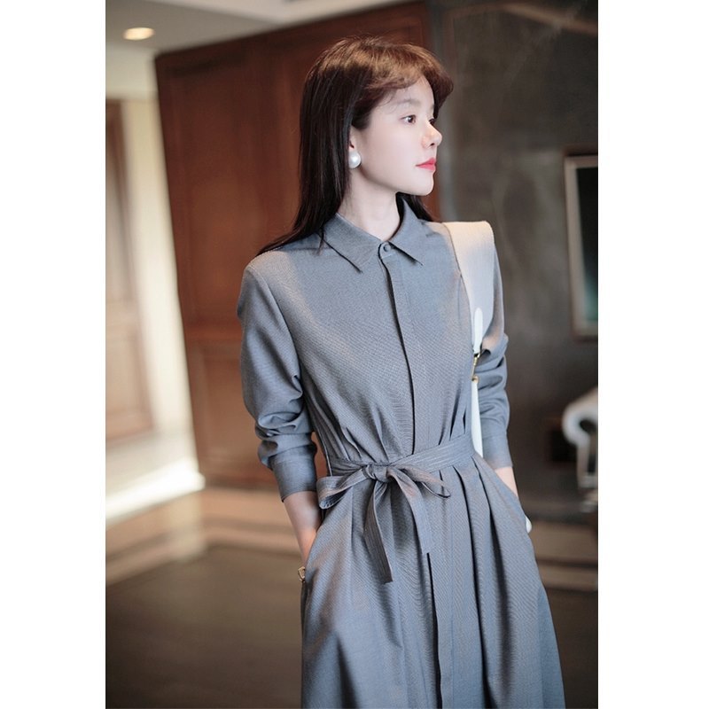 Suit Base Dress Mid-length Age-reducing Elegant Spring and Autumn New High Quality Professional Shirt Dress