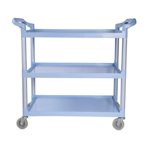Multifunctional tray cart, dish carrier, plastic three-layer restaurant, hotel, diningware trolley, food delivery cart, clearing cart