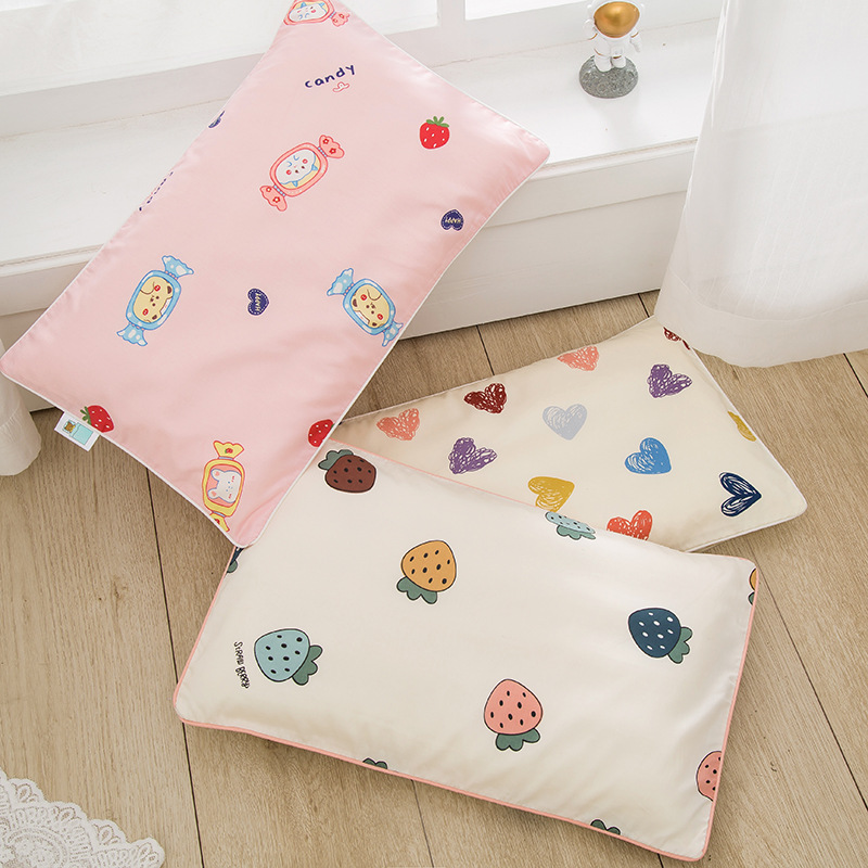 60 pieces of long-staple cotton pure cotton children's pillowcases, all-cotton cartoon child size 30*50, baby latex pillow core pillowcase set