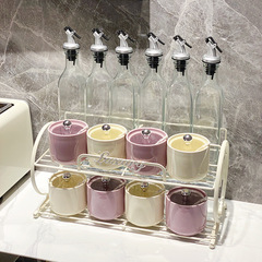 Creamy Style High-Quality Kitchen Seasoning Oil Salt Vinegar Acetic Acid Full Set Condiment Bottle Jar Spice Box Set Household Combination Set