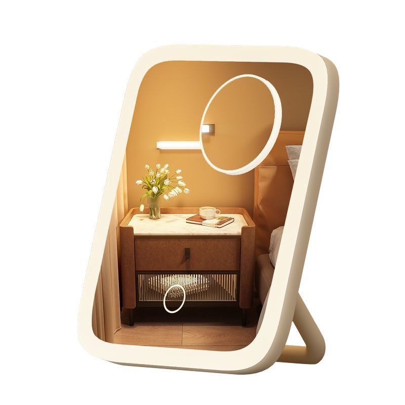 Espejo inteligente portátil plano de escritorio de 360 grados de relleno de luz espejo plano de escritorio led espejo de maquillaje con espejo de luz