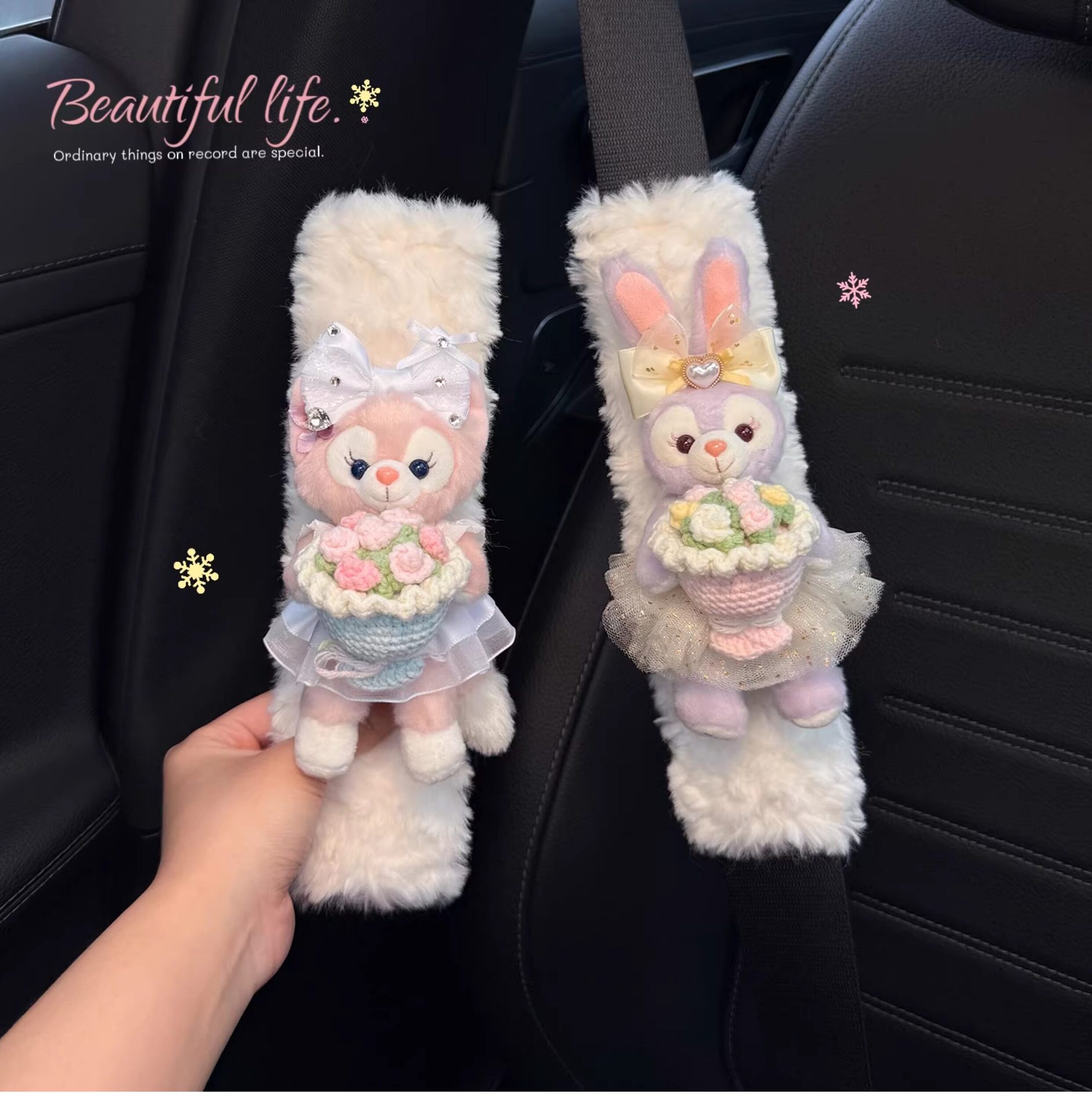 Cute Car Seatbelt Shoulder Pads for Women, Anti-Wear Clothing for a Couple, Featuring Linabell and Stellalou