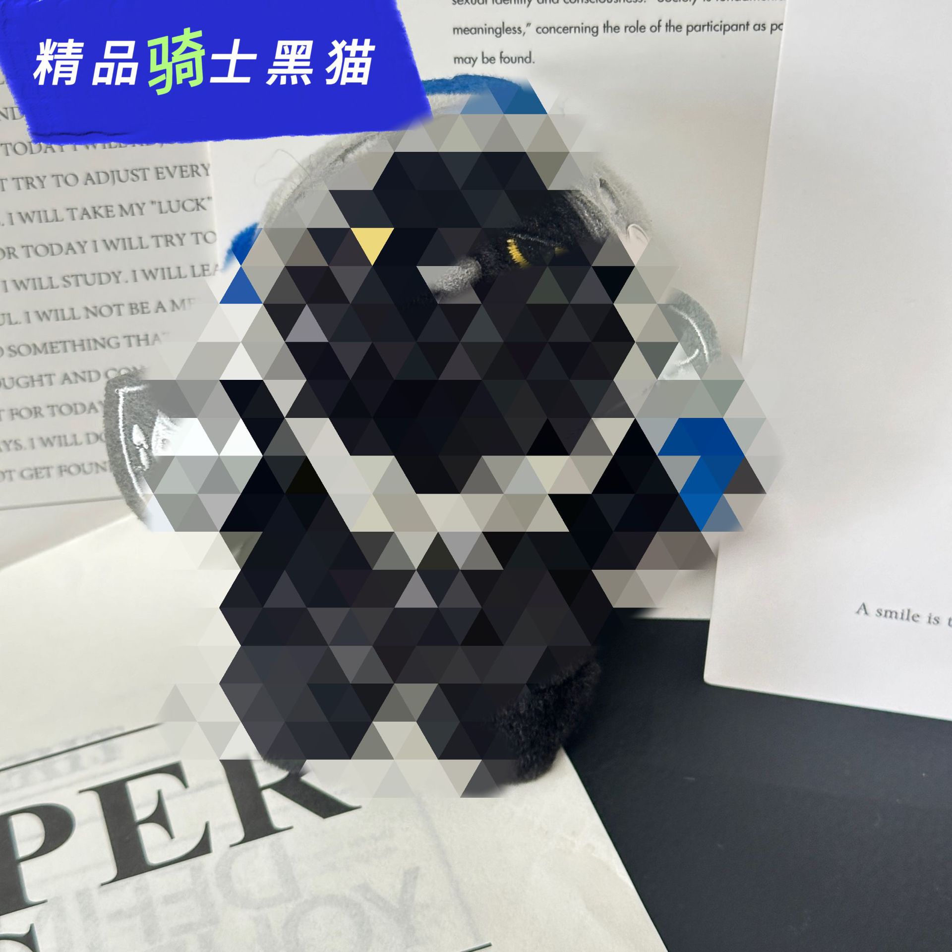 可爱Q版黑猫骑士毛绒玩具挂件憨憨小猫咪公仔玩偶钥匙扣挂饰娃娃