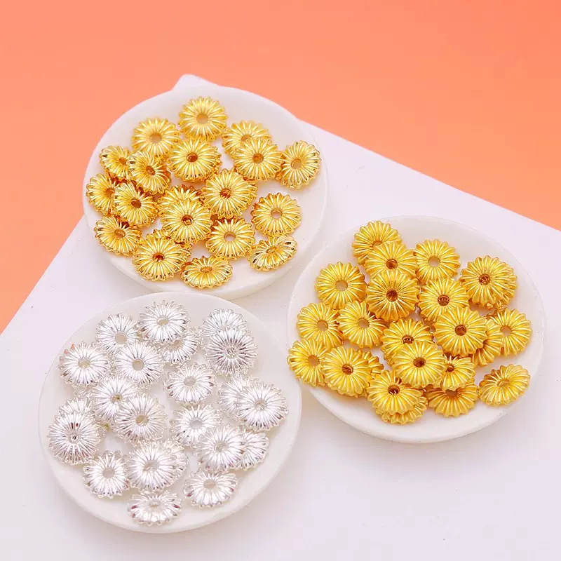 18k包金保色小雏菊花纹小隔片平片 手工diy手链项链垫片饰品配件