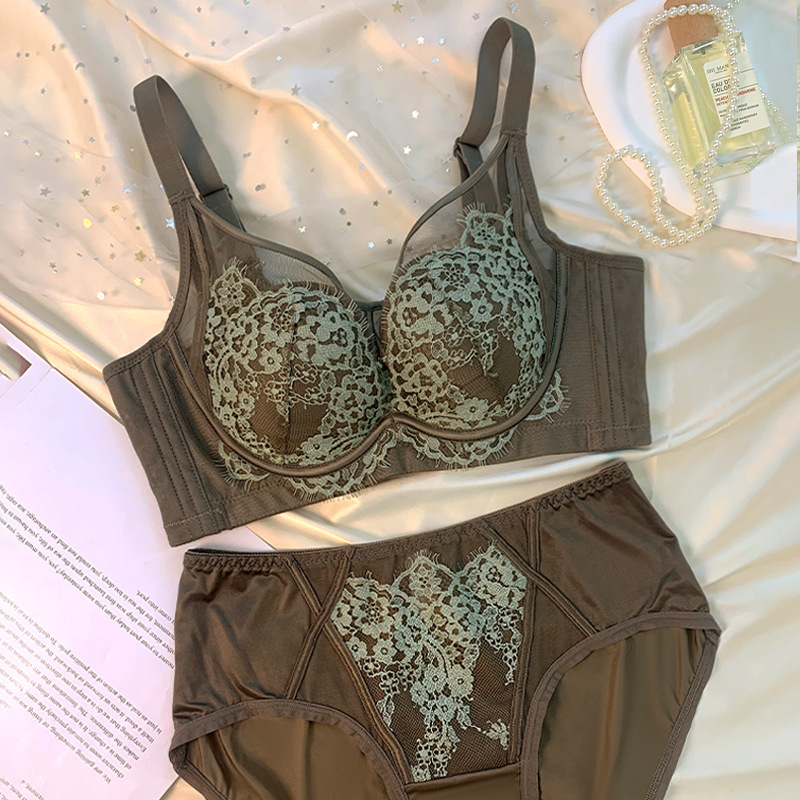 Core Oxygen 69110 Shell Cup Encaje Ropa interior sexy hueca Mujer reunida Sujetador ajustable con anillo de acero suave anti-caída