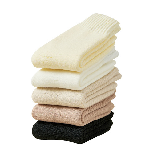 Socks for women in autumn and winter, thickened confinement socks, towel floor socks, mid-length brushed terry socks, winter plus velvet sleep socks