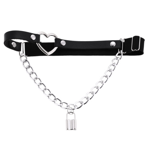 Gothic punk fashion leather chain leg lock belt personalized stage high elastic love peach-shaped thigh ring garter belt