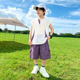 男童夏装套装2026夏季新款大儿童男孩薄款无袖短裤凉感洋气潮批发
