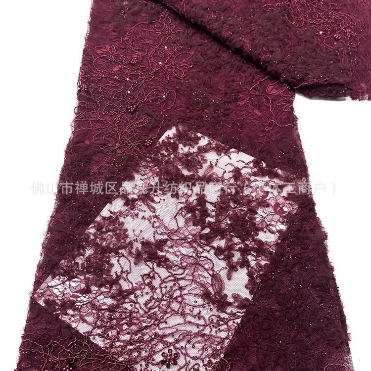 Nicho Zhong lujo ligero diseñador de moda vestido vestido fabricante de tela cordón de hueso encaje disco con tela bordada de perlas image 1