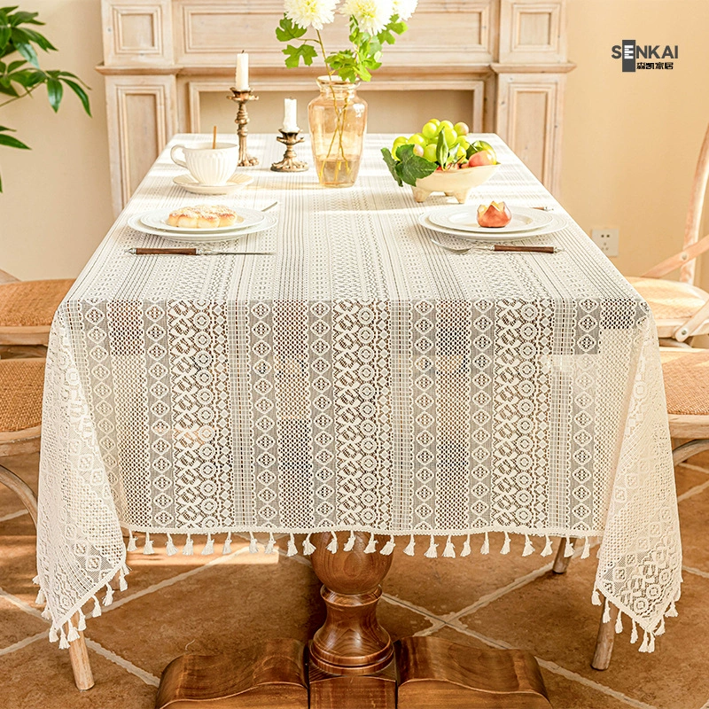 Кружевная скатерть с кисточками, декоративная бахрома, размеры 90×90–140×260 см, разные узоры