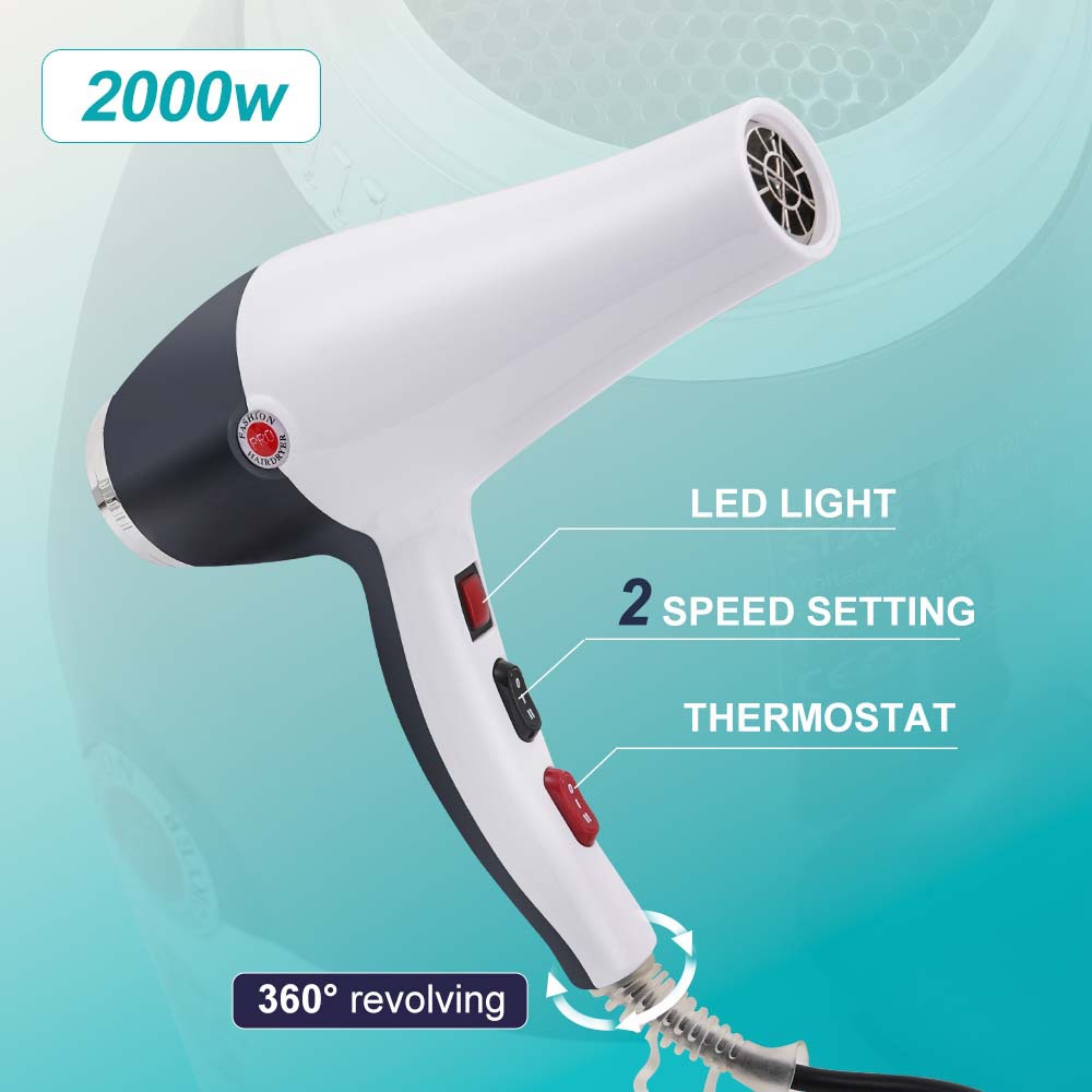 Winning Star Cross-border 220V estándar europeo estándar británico de secado rápido de alta potencia de dos velocidades con secador de pelo de energía eólica fría y caliente ligero