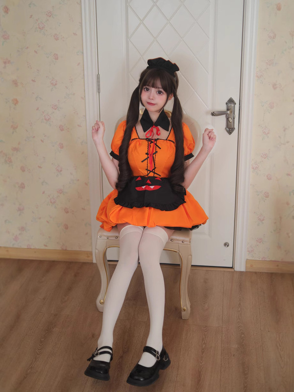 オリジナルクロスボーダーアマゾンハロウィンかぼちゃのメイド服コスプレ服ロリータかわいい二次元女|undefined