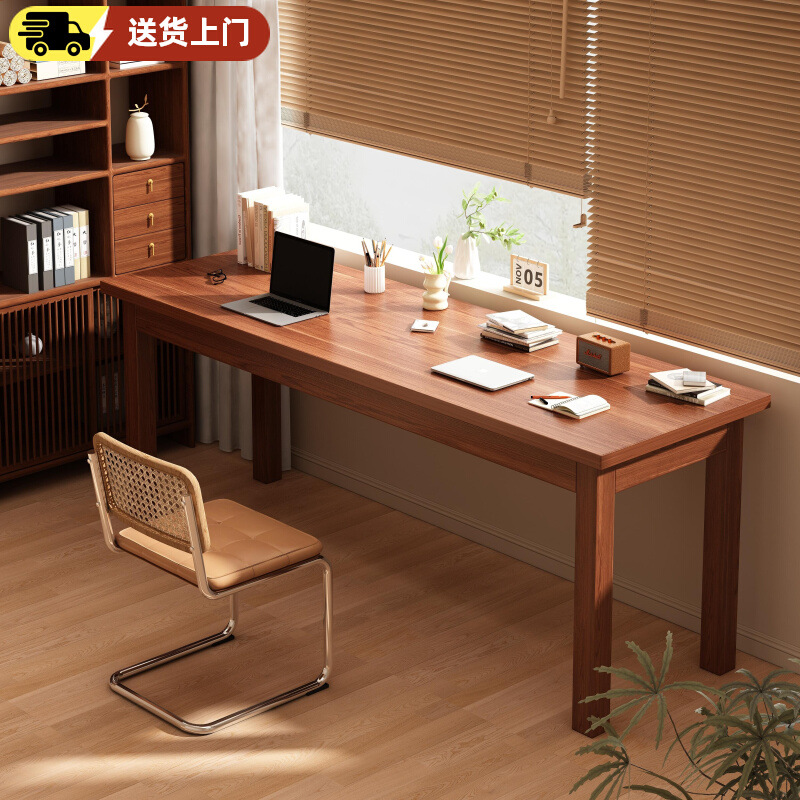 Mesa de escritorio estrecha de madera maciza con piernas contra la pared, dormitorio, mesa de trabajo rectangular, mesa de escritorio larga, mesa de escritorio para estudiantes domésticos