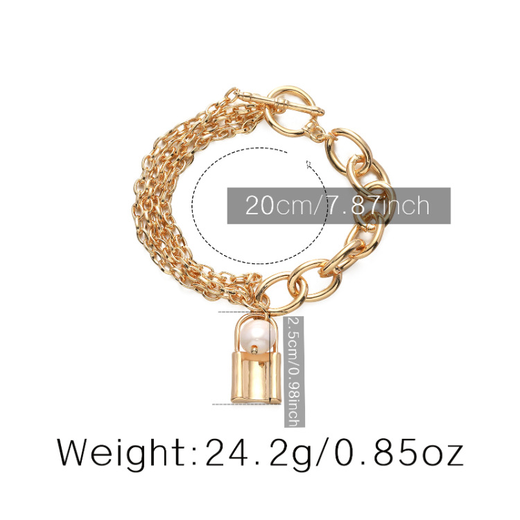 Wholesale Jewelry Hollow Pearl Irregular Lock Pendant Bracelets Nihaojewelry display picture 1