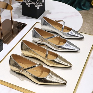 3683-13 Retro Banquet Women's Shoes Wedge Low Heel Low Mouth Pointed Comfortable Joker Shoes with Spring and Autumn