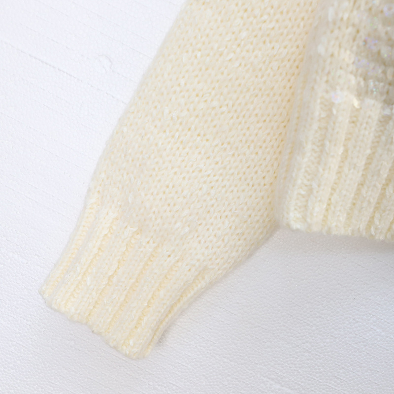 Women's Clothing light luxury sequined hooded sweater autumn and winter high end temperament versatile warm long sleeved knitted sweater women's trend_voghion.com