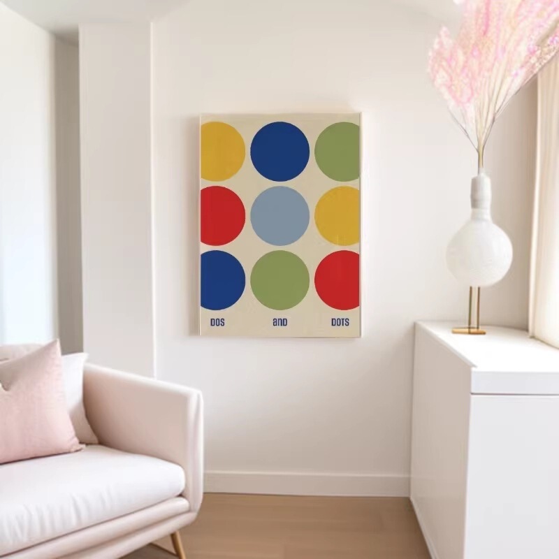 Colorful Dots Cream-Style Poster Restaurant Wall Art Modern Minimalist Abstract Living Room Decorative Painting Core Photography Props Colorful Dots Cream-Style Poster Restaurant Wall Art Modern Minimalist Abstract Living Room Decorative Painting Core Photography Props