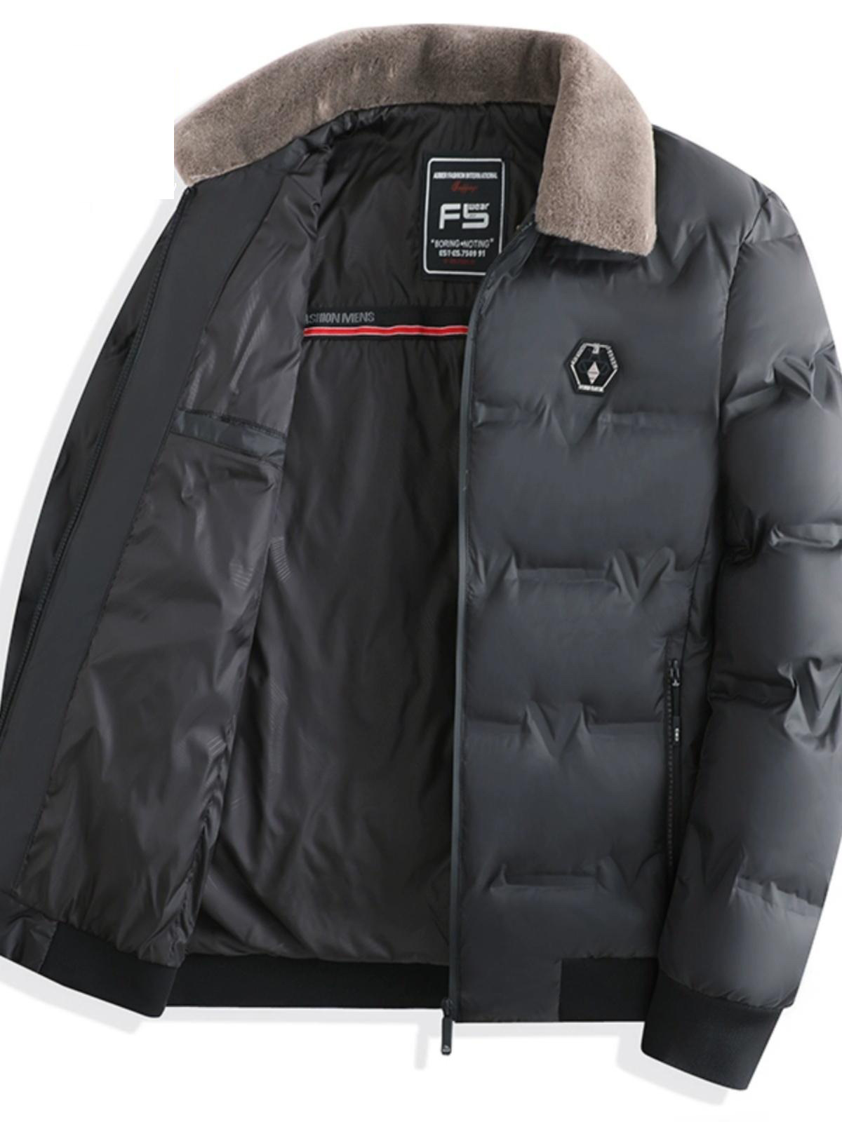 Nuevo padre de mediana edad abrigo de invierno 2024 nuevo algodón de invierno hombre corto cuello de lana universal abrigo de algodón cálido