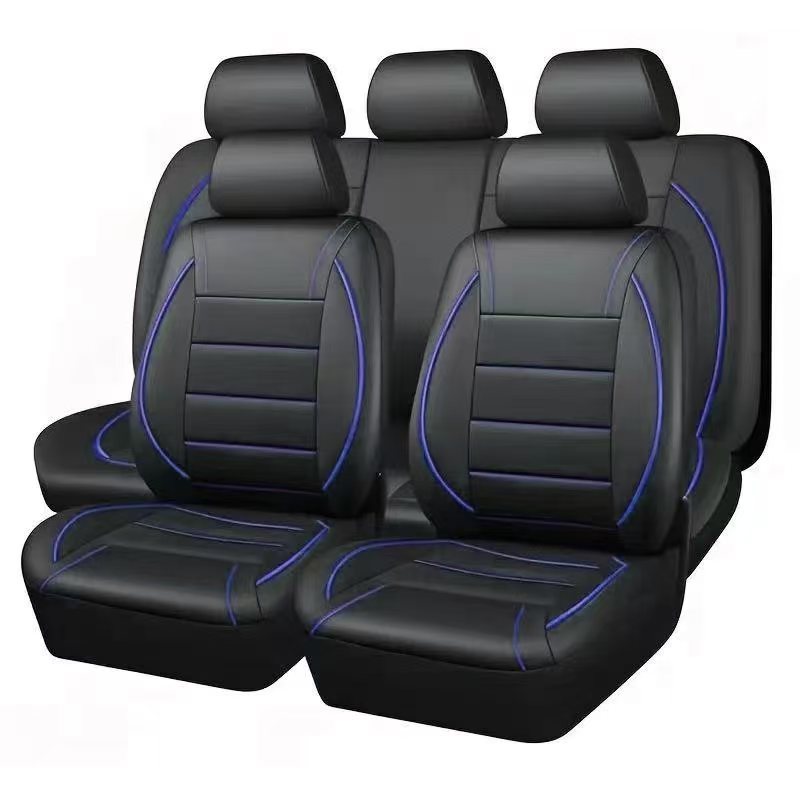 Universal Pu Leather Car Seat Cover with Single-Needle Arc Pull Strap, Leather Style, 5-Seater Car Seat Cover