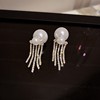 Fashionable advanced zirconium from pearl, retro earrings, high-quality style, french style, light luxury style, 2023 collection, wholesale