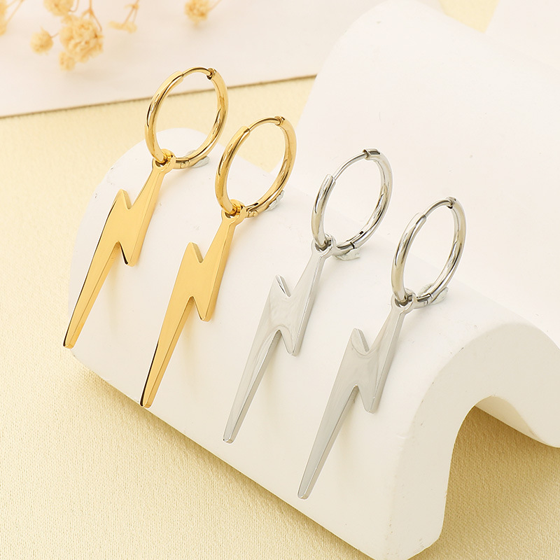Pendientes de aro rayo brillantes unisex estilo moda_voghion.com