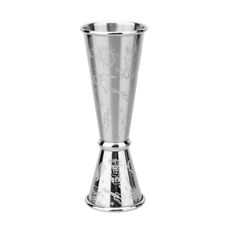 Taza medidora de acero inoxidable transfronteriza con escala, medidor de licor de doble cabezal, taza mezcladora de cócteles, taza de onzas, herramientas para mezclar cócteles, hecha a medida.