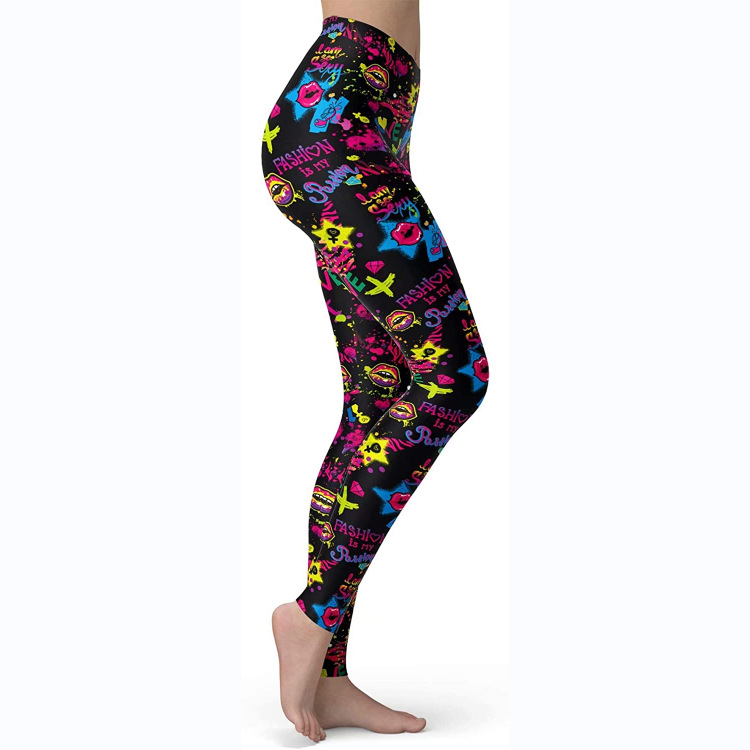 Abbigliamento da donna multicolore stampato slim fit fianchi sollevamento snellente grandi dimensioni corsa yoga fitness leggings_voghion.com