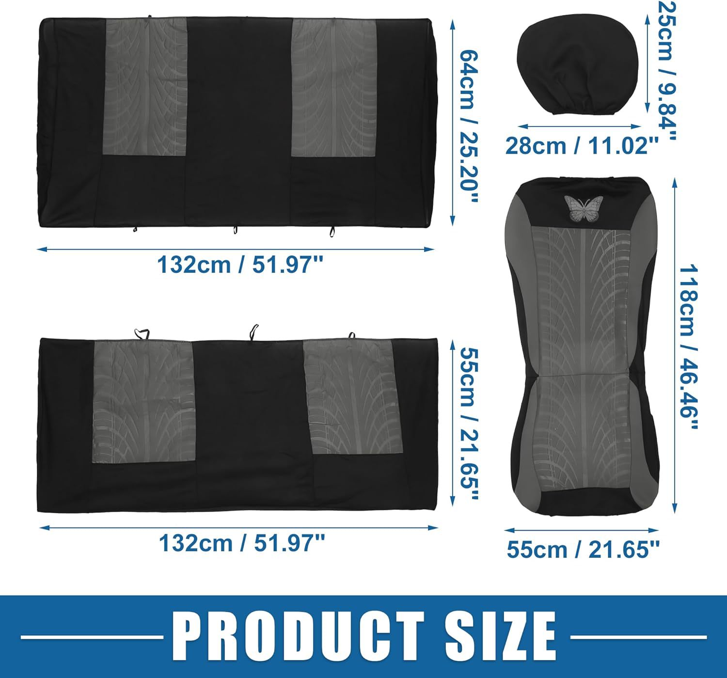 Hot-Selling Source Factory Butterfly Embossed Fabric Universal Seat Cover for Cross-Border Sales on Temu, Mercado, Amazon, and Mexico