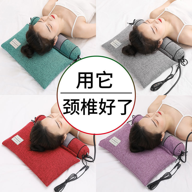 メーカー直販電気加熱インフレータブル頚椎連体枕円柱艾草枕は温めることができます。|undefined