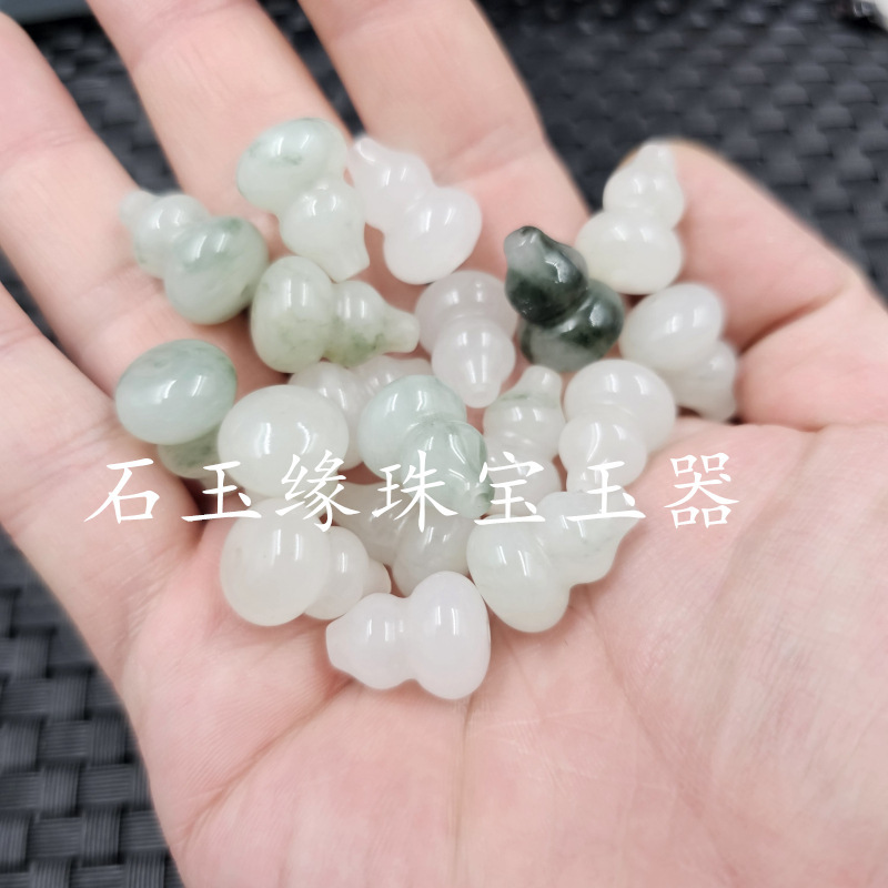 天山翠通孔瓢箪玉散珠青緑漂花立体瓢箪ブレスレットネックレス仏珠アクセサリーアクセサリー珠|undefined