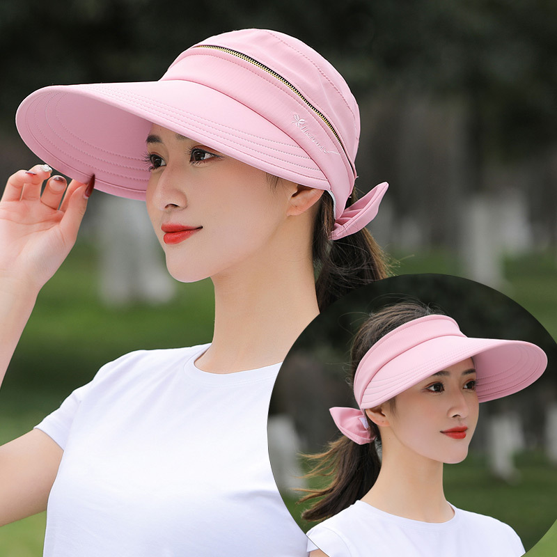 可拆帽顶遮阳帽子女防晒夏季户外大沿防紫外线太阳帽出游空顶骑车