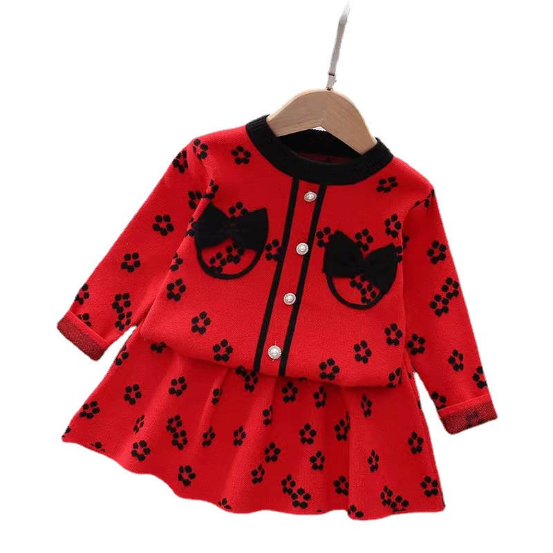 Cute cardigan girl's with bow, knitted sweater, dress, 2022, western style