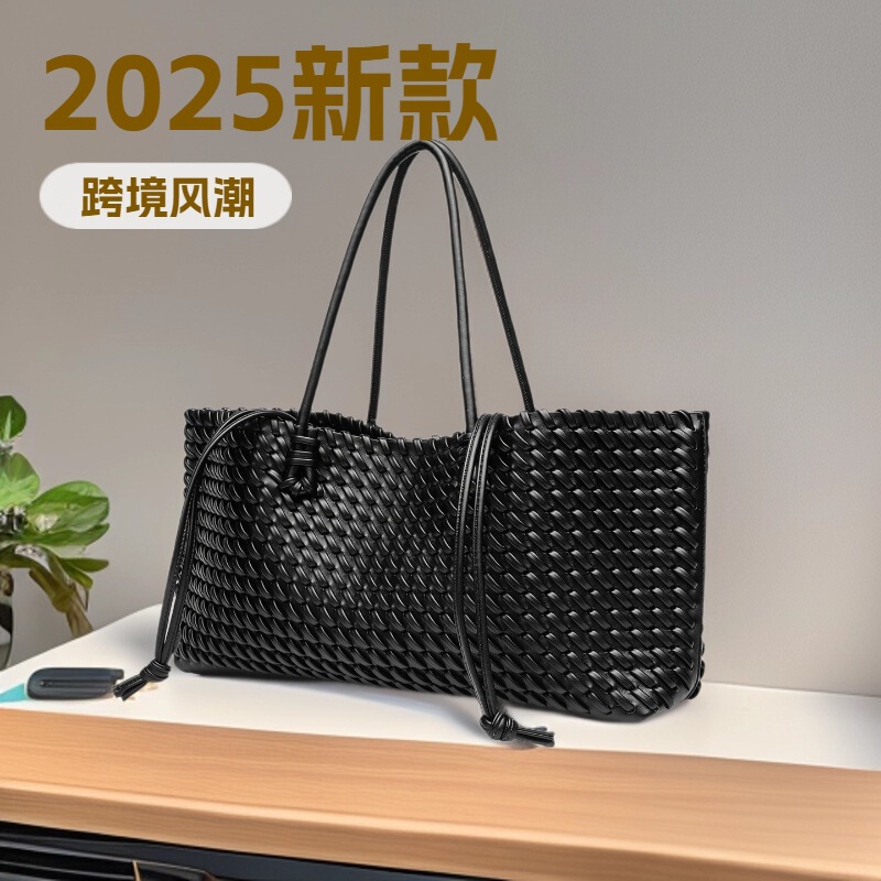 Za's High-End Woven Bag, New European and American Niche Commuter Woven Handbag, Fashionable Large-Capacity Tote Bag