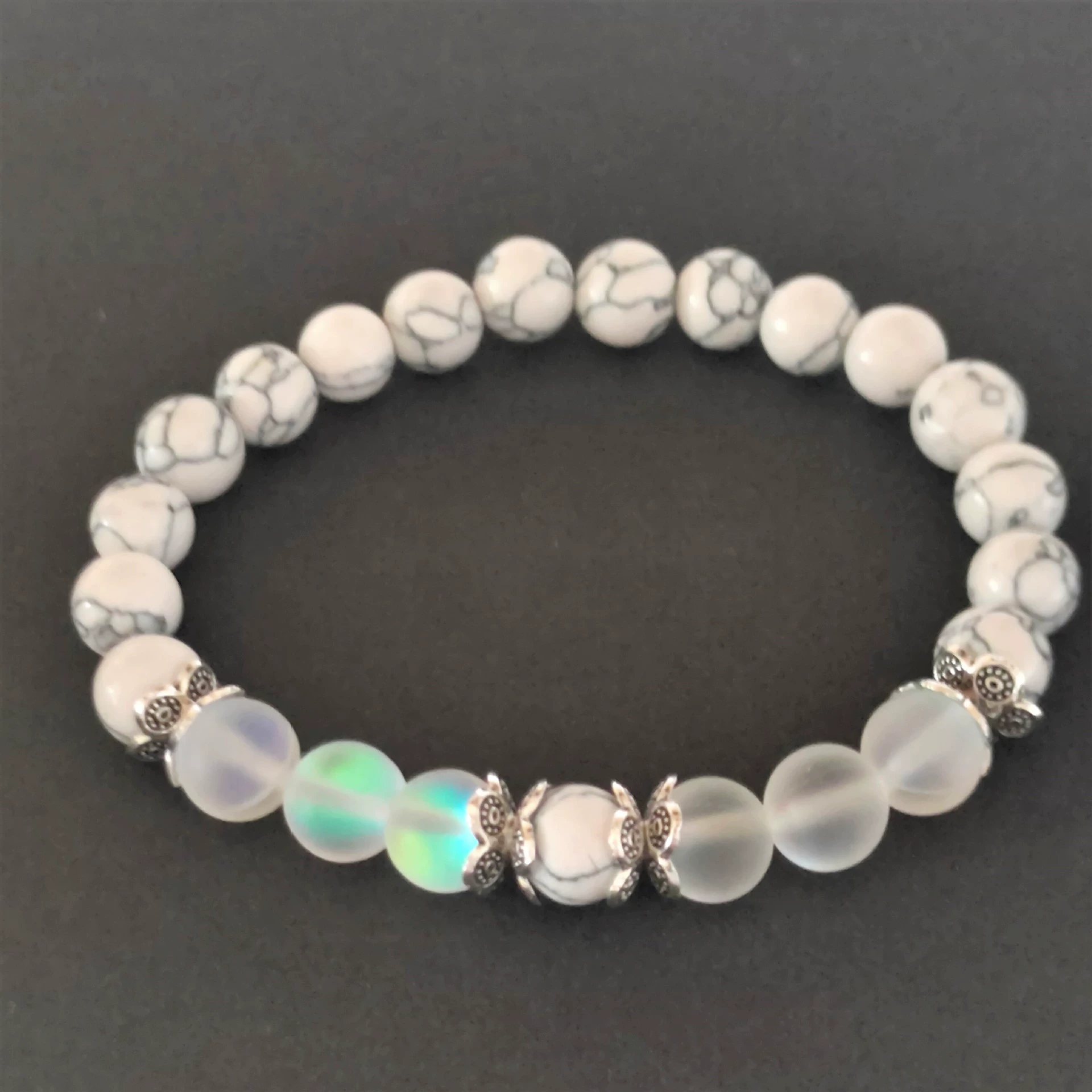 (Cross-border trading), flashing elastic fashionable ball with beads, turquoise beaded bracelet for men and women, European style, 8mm, simple and elegant design