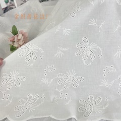 全棉白色蕾丝镂空刺绣面料童装睡衣连衣裙蝴蝶打孔绣花服装布料