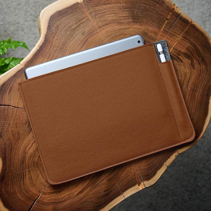 Hot-Selling Lychee-Patterned Tablet Sleeve with Side Pen Slot, iPad Storage Case, Business Tablet Protective Leather Pouch