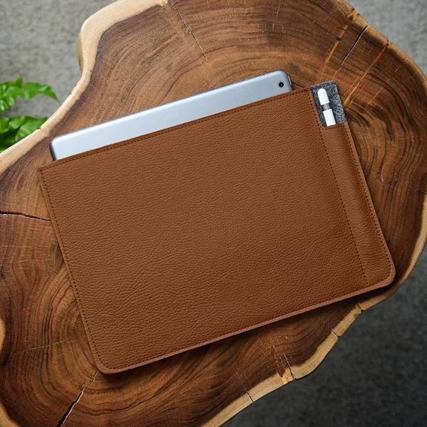 Hot-Selling Lychee-Patterned Tablet Sleeve with Side Pen Slot, iPad Storage Case, Business Tablet Protective Leather Pouch