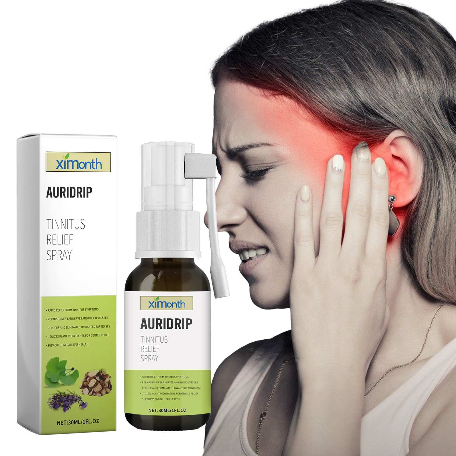 Ximonth Tinnitus Relieve Spray Cleaning earwax Relieving tinnitus on…