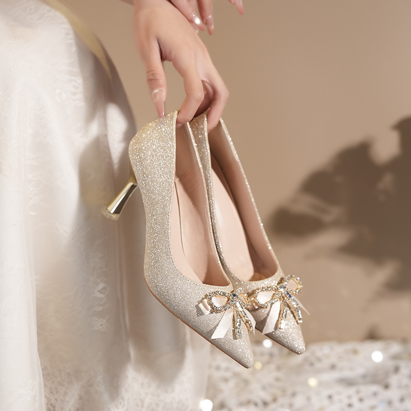 316-A239 Wedding Shoes with Rhinestone Bow, High Heels, Elegant Bridesmaid Party Shoes, Large Size, Extra Wide, 41-45 316-A239 Wedding Shoes with Rhinestone Bow, High Heels, Elegant Bridesmaid Party Shoes, Large Size, Extra Wide, 41-45