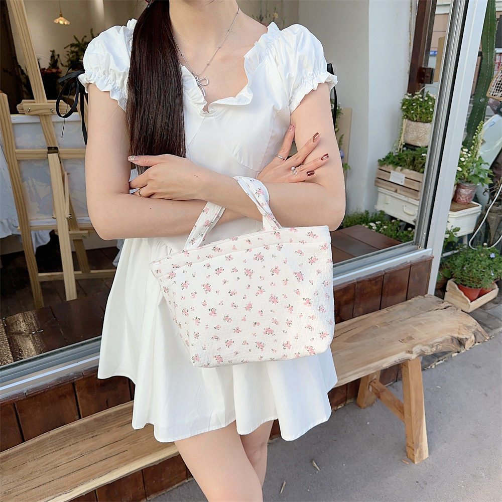 Spring Edition 44121 Canvas Bag, pure cotton floral canvas bag, tote bag, single-shoulder handbag, niche hand-held bag undefined