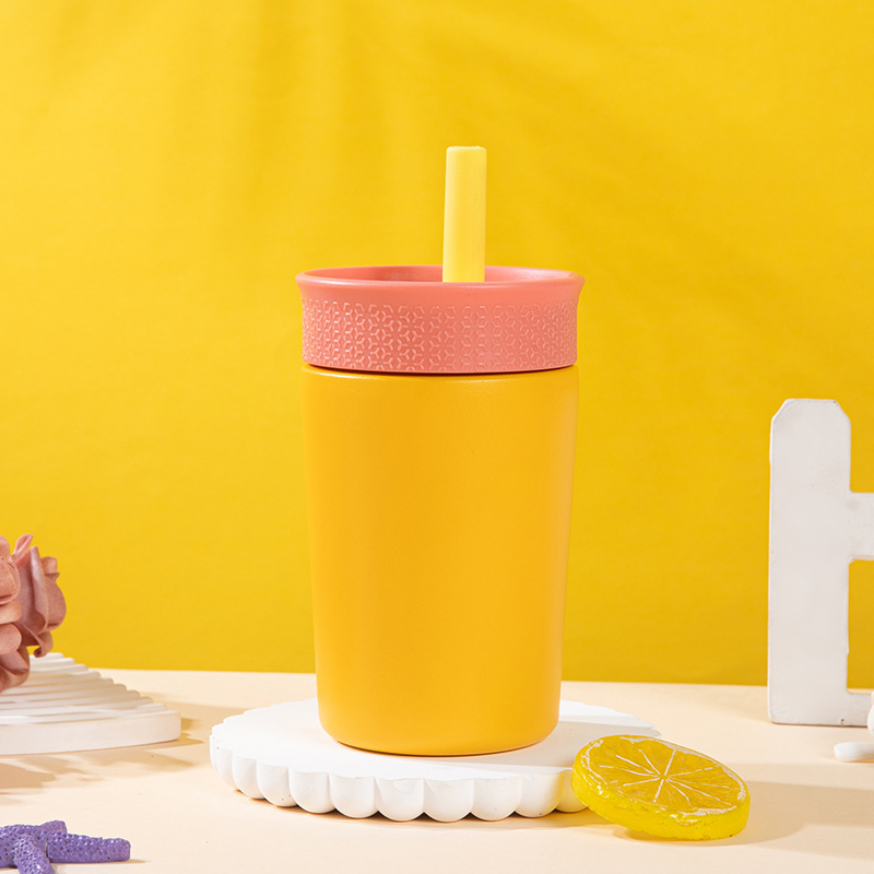 Ventas transfronterizas calientes owala con tazas de café 304 tazas de acero inoxidable de moda simple taza de aislamiento portátil taza de paja de automóvil