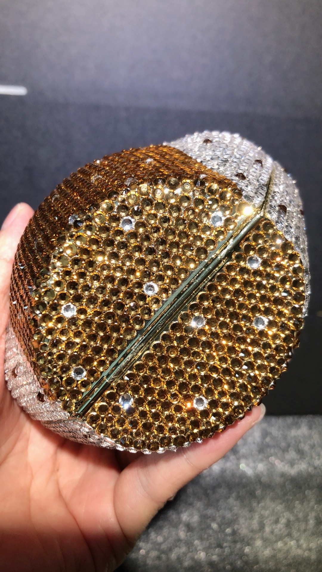 Túi clutch nữ đính đá rhinestone dạ tiệc đáy phẳng — Màu bạc chi tiết 12