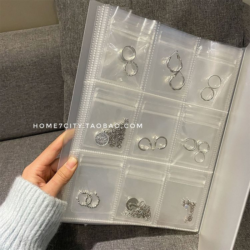 透明收纳盒密封袋银耳环戒指项链防氧化便携首饰收纳册黄异议|undefined