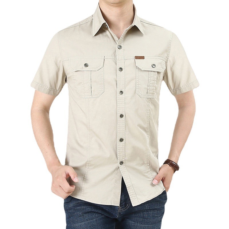 22024 verano nueva camisa casual de manga corta tendencia de gran tamaño de camisa de uniforme militar para hombres