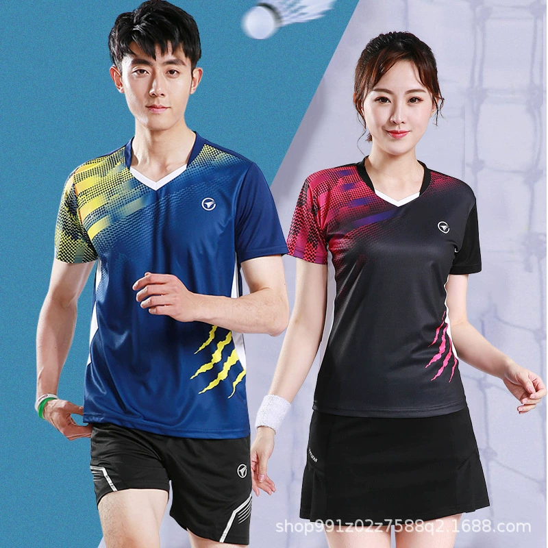 2025 новый бадминтонный костюм быстросохнущий женский короткий рукав волейбол теннис настольный теннис джерси мужская летняя спортивная одежда на заказ